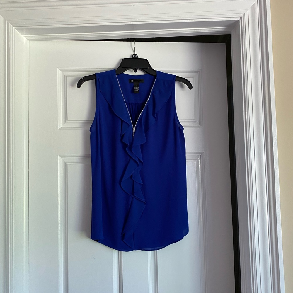 Women’s INC Zippered and Ruffled Neckline